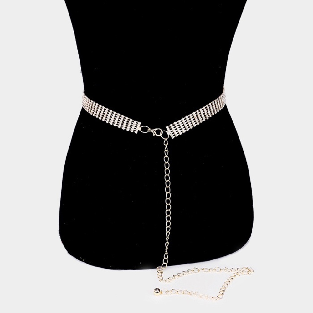 Crystal Rhinestone Pave Chain Statement Belt - Picture 3 of 3